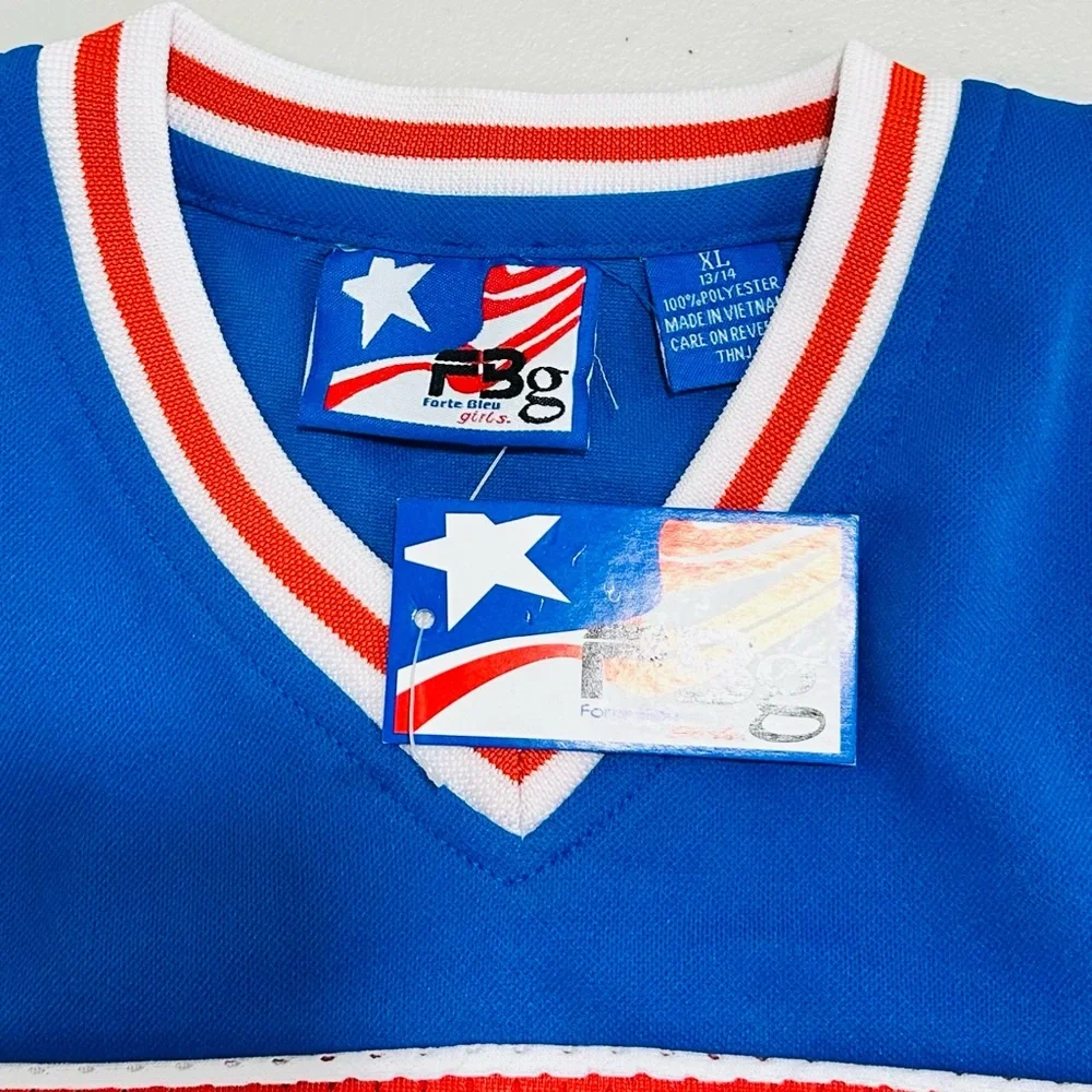 NWT Vintage Forte Bleu New York Basketball  Girl Jersey‎ #8 – Blue/Red – Size XL